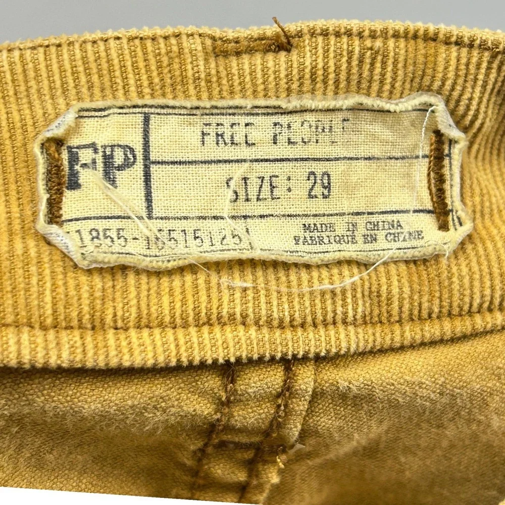 Free People Corduroy Overalls Womens 29 Straight Leg Distressed Mustard Yellow